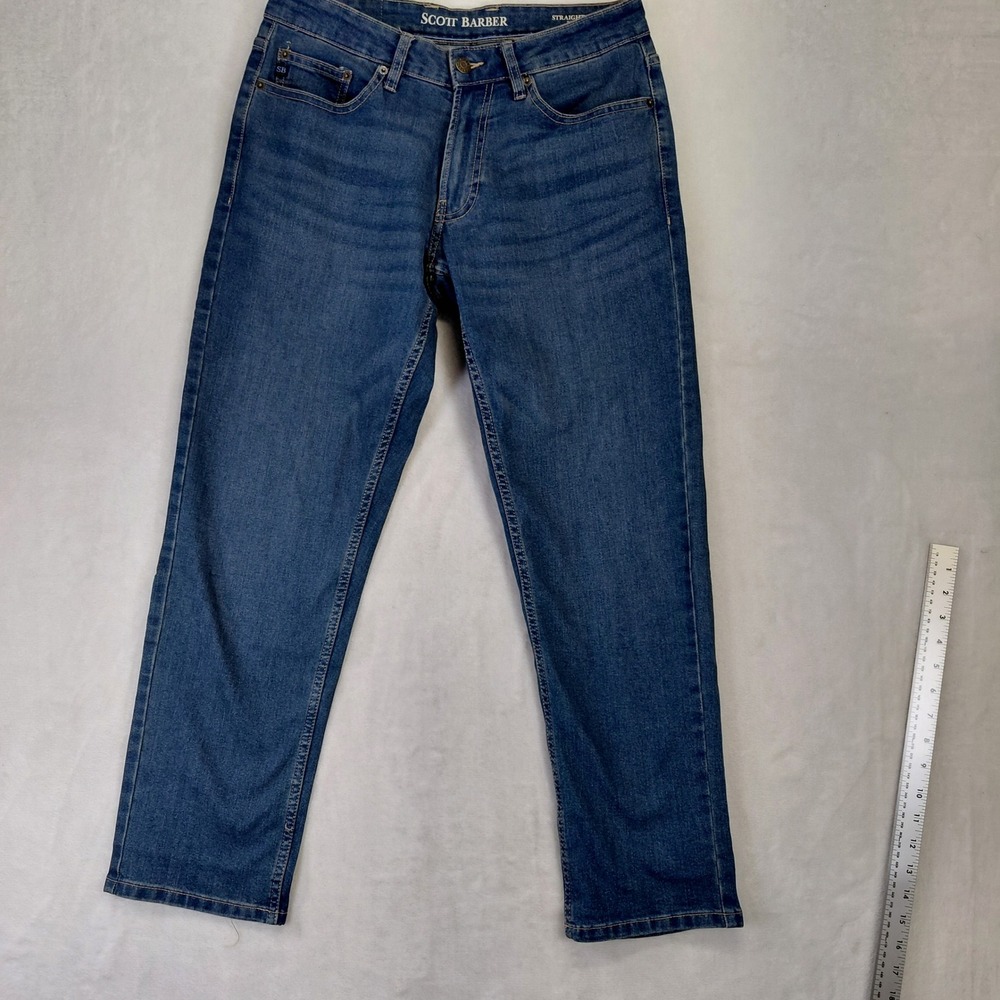 Scott Barber Mens Straight Fit Jeans Medium Wash Blue Denim 30x29